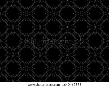 Seamless pattern design with floral background elements, brown, black, gray, white, blue, red, yellow ornaments
