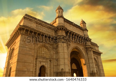 Gateway of India, Mumbai, Maharashtra, India, mumbai famous landmark Royalty-Free Stock Photo #1640476333