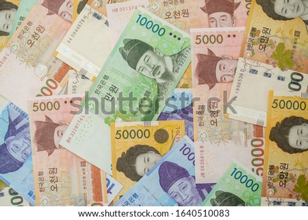 Korean banknote-the Korean Republic Won is the currency of South Korea. Royalty-Free Stock Photo #1640510083