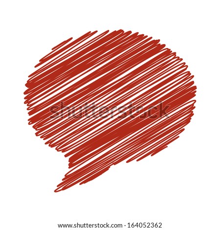 Red hand draw speech bubble. Vector illustration. 