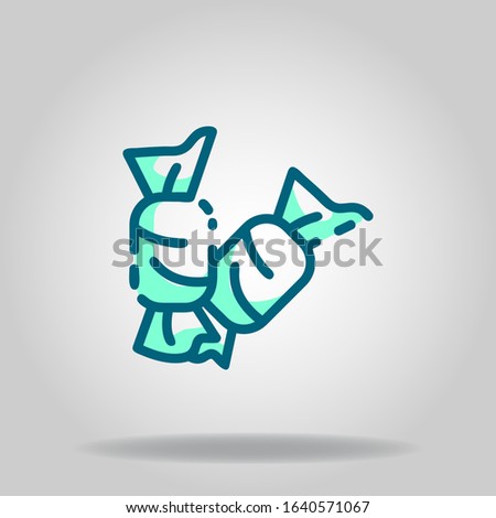 Logo or symbol of candy icon with black twotone blue color style
