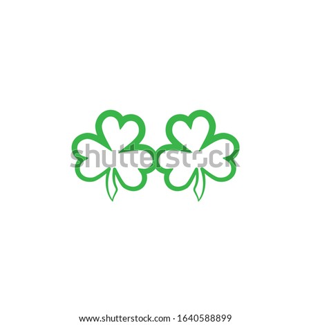 party glasses with irish clover. Green avatar with leaves. St Patrick clip art. Eco friendly. Isolated on white. Vector flat illustration.