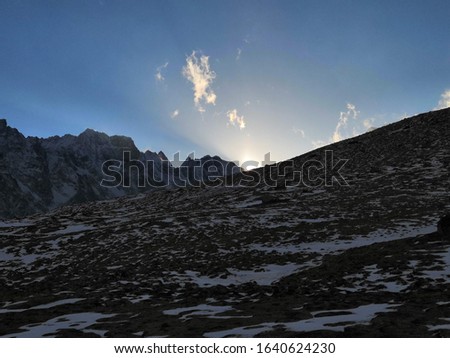 Sunrise mountain photo. Photos from a trek to Everest Base Camp, Nepal, spring 2019.