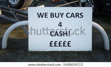 We buy cars 4 cash sign