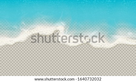 Top view of sea waves isolated on transparent background. Vector illustration with aerial view on realistic ocean or sea waves with foam. Royalty-Free Stock Photo #1640732032