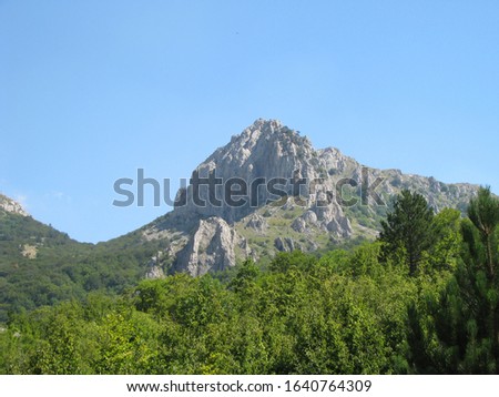 the mountains  the trees blue sky  clouds fog nature