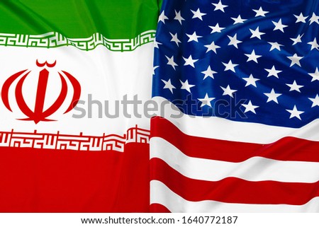 Flag of Iran together with flag of the United States of America