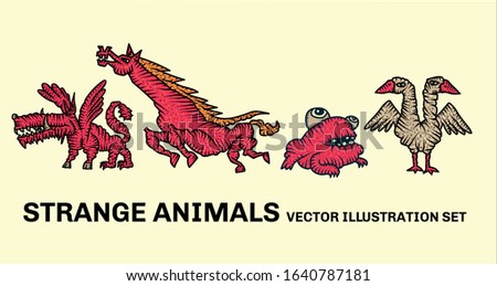 Wonderful cartoon animals. Set of vector illustrations