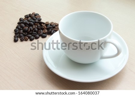 Blank coffee cup with love sign coffee bean 