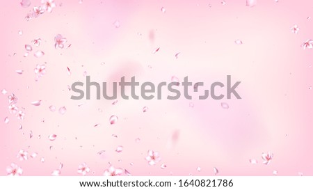 Nice Sakura Blossom Isolated Vector. Watercolor Showering 3d Petals Wedding Paper. Japanese Style Flowers Illustration. Valentine, Mother's Day Tender Nice Sakura Blossom Isolated on Rose