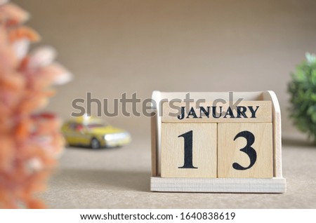 January 13, Date design in natural concept.