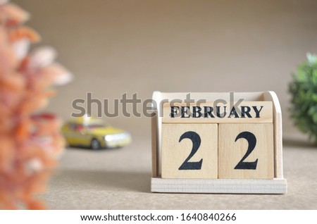February 22, Date design in natural concept.