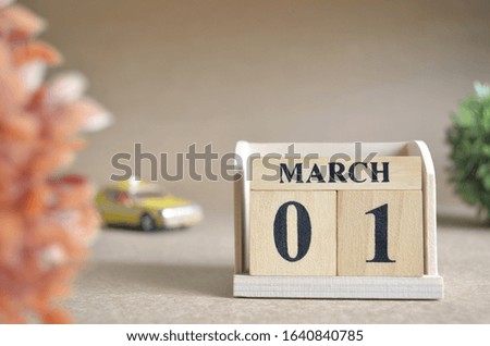 March 1, Date design in natural concept.