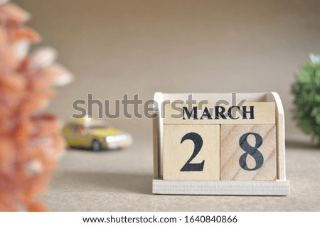 March 28, Date design in natural concept.