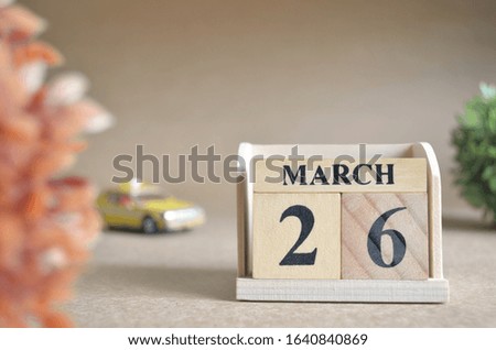 March 26, Date design in natural concept.