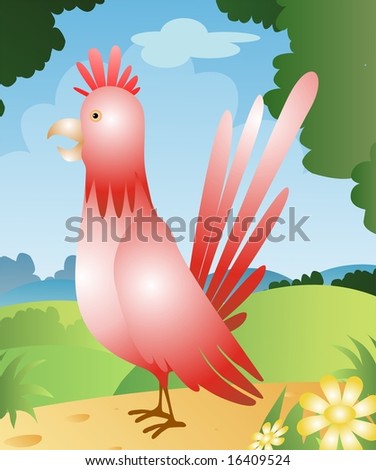 Illustration of a cartoon rooster	