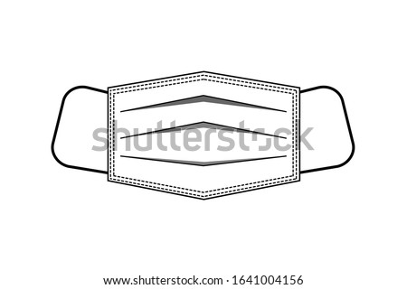 Hygienic mask lined pattern. Black and white  design. Medical mask vector icon.