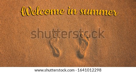 sand beach foot prints summer time concept background wallpaper picture for tourism agency advertising pattern 