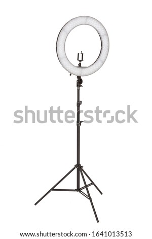 A selfie lamp on a white isolated background. Royalty-Free Stock Photo #1641013513
