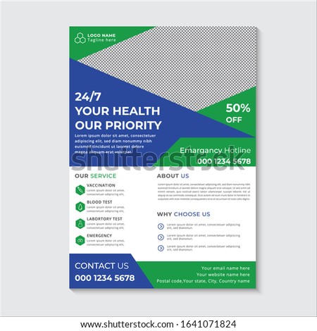 Health care cover template design for a report and medical brochure cover design layout background, two colors scheme, vector template in A4 size