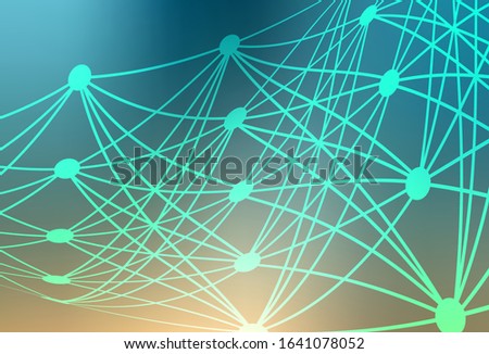 Light Blue, Yellow vector pattern with artificial intelligence network. Shining colorful illustration with real structure of AI. Pattern for science, futuristic designs.