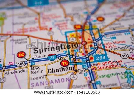 Springfield on USA map travel background