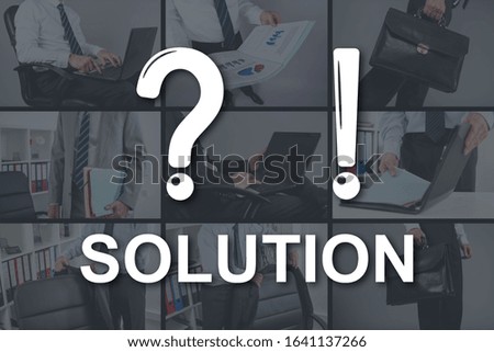 Solution concept illustrated by pictures on background