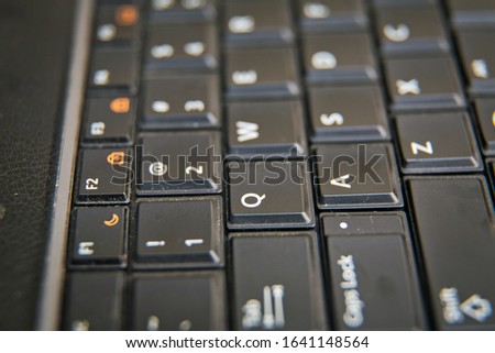 Close-up Laptop Keyboard focus Some keyboard characters . Black and white focus on windows keyboard . Notebook keyboard .