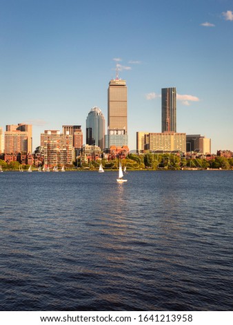 Boston Cityscape and Skyline over the Charles River Taken from the Memorial Drive
