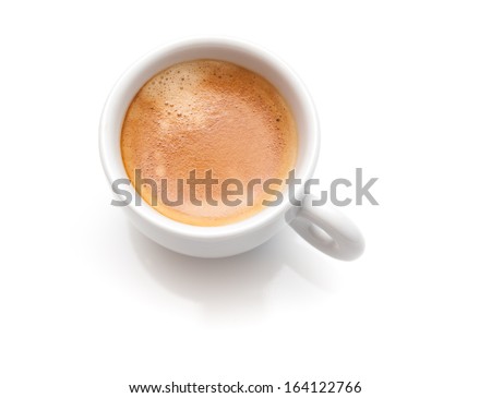 Small espresso coffee cup isolated on white background