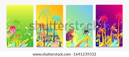 Abstract set summer background universal art web header template. Collage made with scribbles