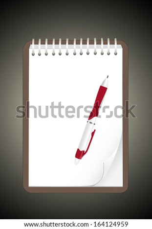 a notebook and ball pen