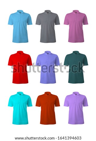 Men's t-shirt mockup set t-shirts templates design. front view shirt mock up with white background isolated