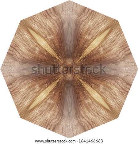 light brown crotch octagonal cherry veneer panel with abstract centered lines pattern