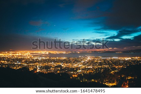 The city lights of Berkley overlooking the Bay Area, California Royalty-Free Stock Photo #1641478495