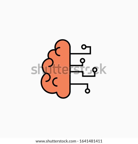 Artificial intelligence brain icon. Vector AI technology concept symbol or design element in flat style.