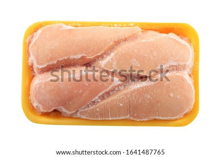 
frozen chicken meat on a white background
