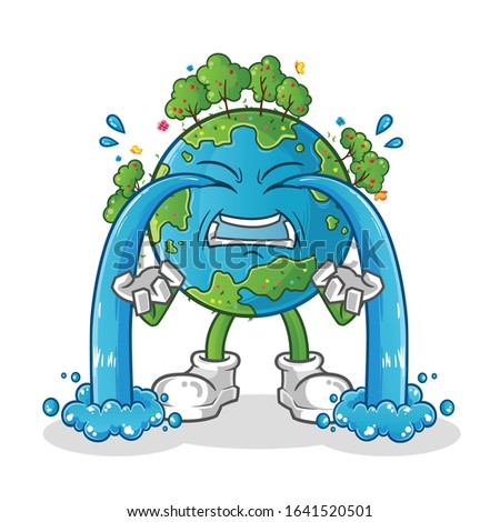 spring season. spring earth crying with lots of tears cartoon. cartoon mascot vector