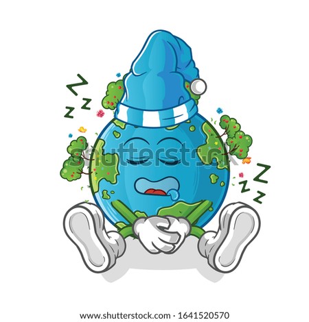 spring season. spring earth sleeping with sleeping hat cartoon. cartoon mascot vector