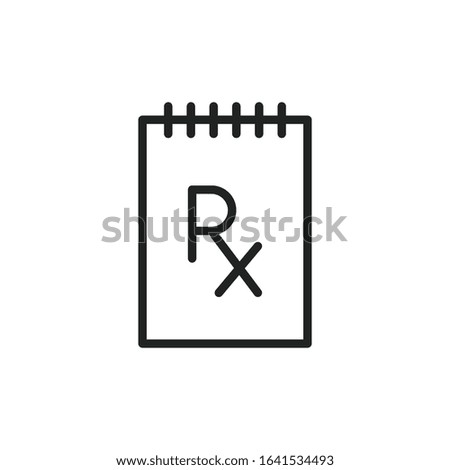 Simple prescription line icon. Stroke pictogram. Vector illustration isolated on a white background. Premium quality symbol. Vector sign for mobile app and web sites.