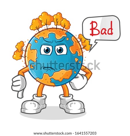autumn season. autumn earth thumbs down angry with bubble cartoon. cartoon mascot vector