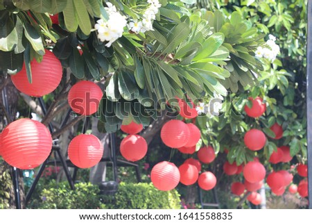 Red honeycomb lamp for decorating Royalty-Free Stock Photo #1641558835