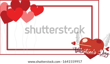 Valentine theme with red hearts illustration