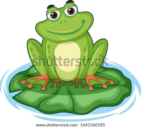 Happy frong sitting on lotus leaf illustration