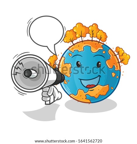 emoticon emoji holding handy loudspeaker with bubble cartoon. cute chibi cartoon mascot vector