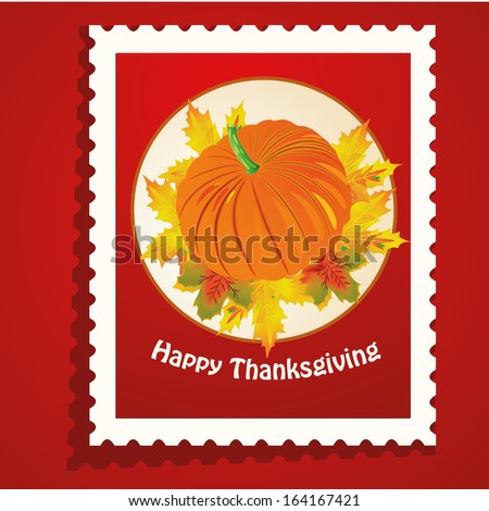 a card with a pumpkin and some leaves for thanksgiving day