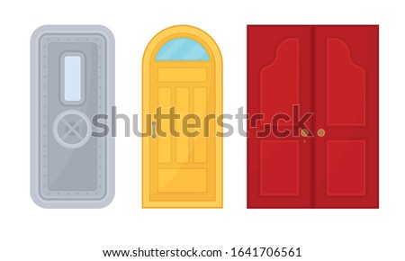 Various Closed Front Double and Single Doors Vector Set