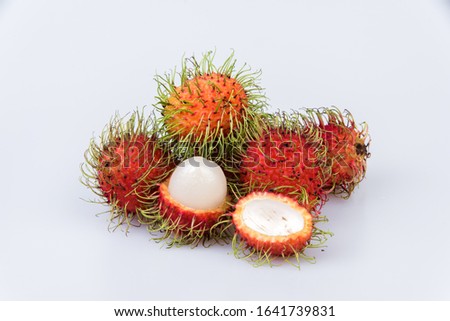 Fresh rambutan : rambutan sweet delicious fruit on white background