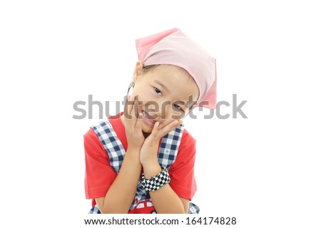 A girl wearing apron