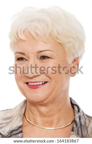 Portrait of elder woman. Isolated on white. 
